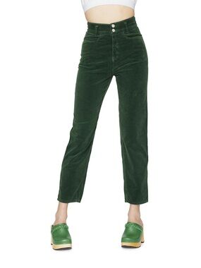 Swedish Hasbeens Mom Jeans Cord Corduroy High Rise Ankle In Deep Green Size 27
